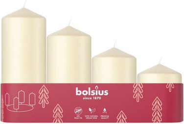 Свічки 4 шт. Bolsius Smooth Pillar