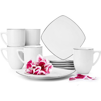 Набор посуды konsimo Combi на 12 персон Набор тарелок CARLINA Modern 36 предметов Столовый сервиз - Сервиз и наборы посуды - Комбинированный сервиз на 12 персон - Сервиз для семьи - Посуда Столовая посуда (Комбинированный сервиз 12 шт., Black Edges)