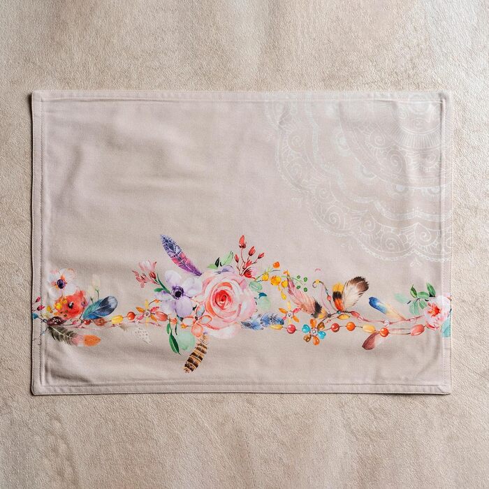 Бавовняні килимки, набір з 4 шт. , декоративні килимки, пасхальні килимки, що миються, для свят, вечерь, весни, літа (33 см x 48 см) (024 - Ібіца - бежевий), 39Hermine, 100