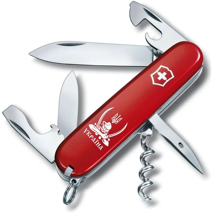 Ніж Victorinox Spartan Ukraine 91мм/12функ/черв /Козак з шаблями біл.