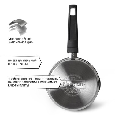 Ківш Fissman ELIZ 18x10 см/2,4 л. зі скляною кришкою нерж. сталь (5317)