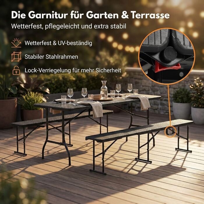 Складаний набір столу та дві лавки ALBATROS