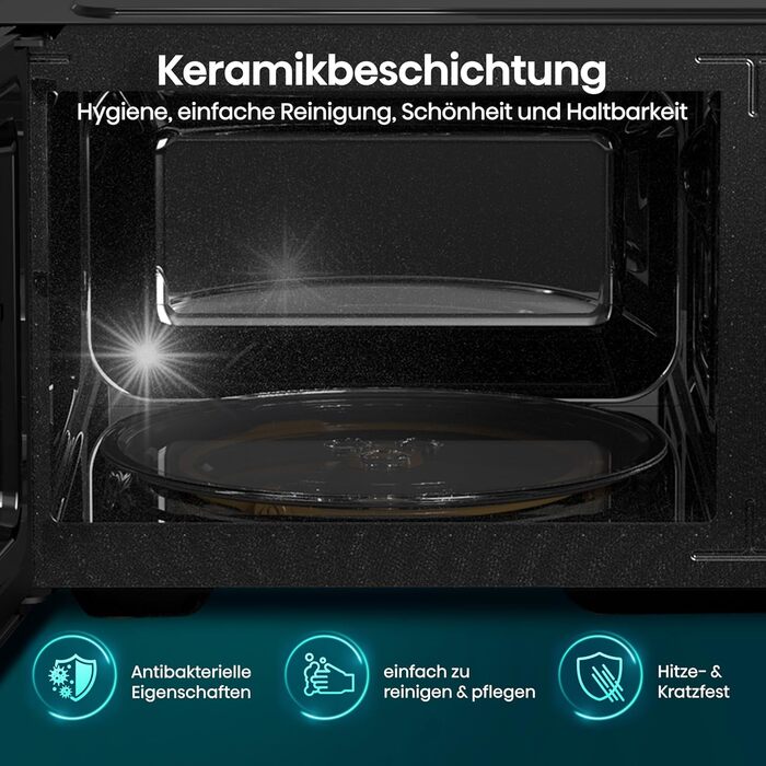 Мікрохвильова піч Hisense H20MOBP1HI / 700 Вт / InverterTech / Керамічне покриття / Преміальне скло / Виготовлена на замовлення, багатофазне приготування / Функція розморожування / 5 рівнів потужності / Блокування від дітей / Чорна (25 л, цифрове керуванн