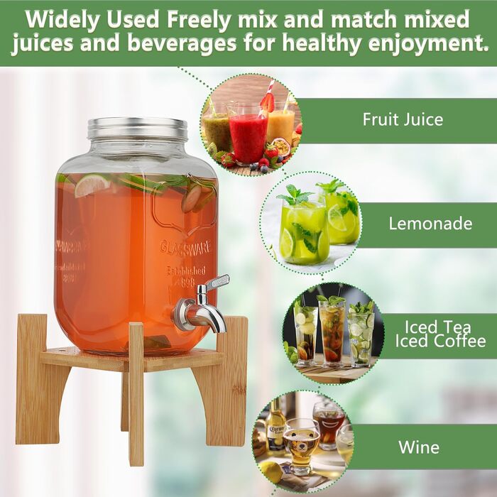 Стеклянный диспенсер для напитков 4 л Hiziwimi