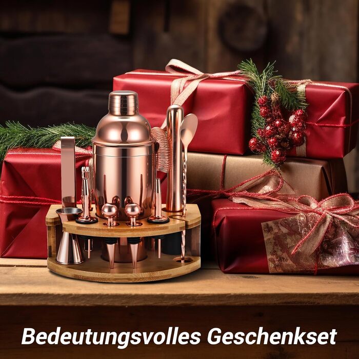 Набір для коктейлів 12 предметів рожеве золото Lebarstor