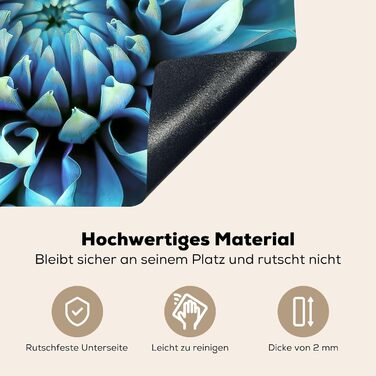 Фартух для плити, кухонний фартух, вініл, 78x52 см, декор для кухні, облицювання стіни, кришка для плити - сіро-чорний (синій - жоржина, 59Д x 77Ш см)