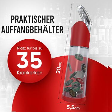 Відкривачка для пляшок з контейнером для кришок червона wortek