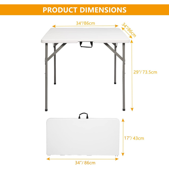 Складаний кемпінговий стіл 86 х 86 х 73,5 см Bonnlo