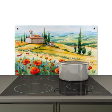 Фартух для плити, кухонний фартух, вініл, 78x52 см, декор для кухні, облицювання стіни, кришка для плити - сіро-чорна (квітковий пейзаж, 52,7Д x 91,6Ш см)