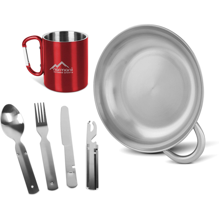 Набір туристичного посуду 6-предметів червоний normani