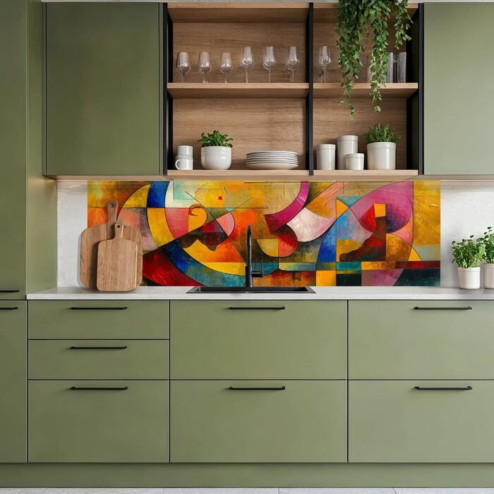 Кухонний фартух 60x80 см Самоклеючий настінний захисний екран для кухні Кухонний фартух Кухонні фасади Кухонні фартухи Кухонна стіна Вода - Пейзаж - (Мистецтво - Абстрактне, 60 x 200 см)