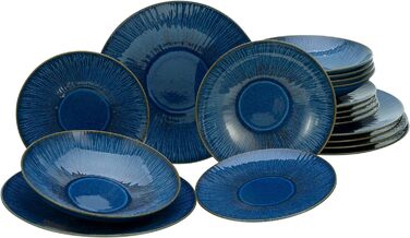 Серія Sea Breeze зелений, набір посуду, 18 предметів (набір тарілок, синій), 10688