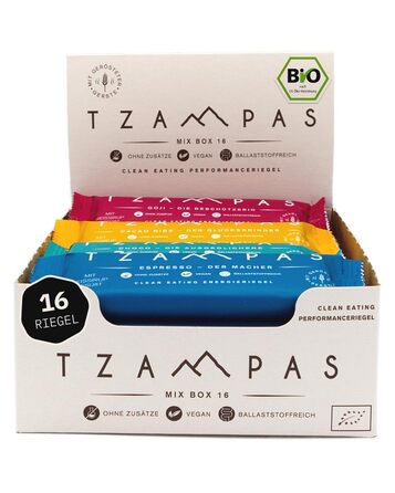 Енергетичні батончики 16 х 40 г, 4 різних смаки TZAMPAS
