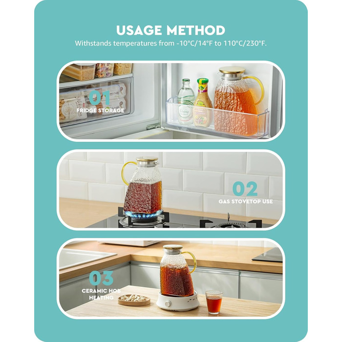 Стеклянный кувшин с крышкой 1,8 л ледяной эффект Baffect