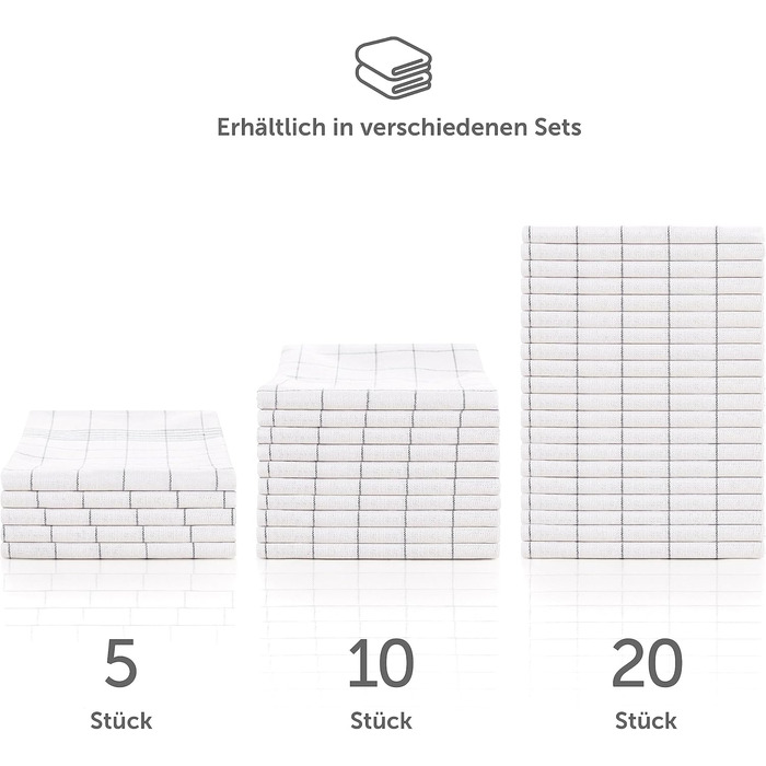 Набір із 10 кухонних рушників преміум-класу Blumtal - Високоякісні кухонні рушники, 100 бавовна, картаті, 50x70 см, 10 предметів (5 предметів, сірі)