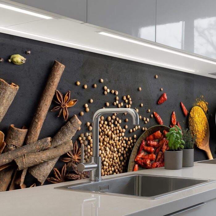 Кухонний фартух 60x80 см Самоклеючий захисний щиток для кухонної стіни Кухонний фартух Кухонні фасади Кухонні фартухи Кухонна стіна Вода - Пейзаж - (Трави - Їжа, 80 x 300 см)