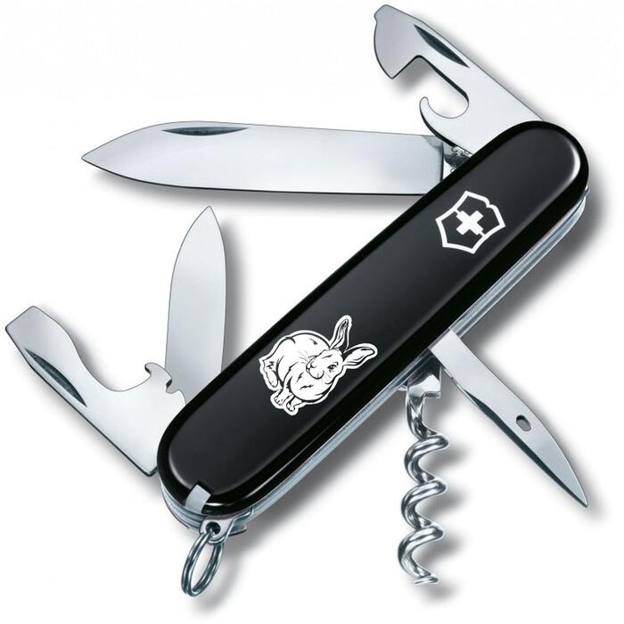 Ніж Victorinox Spartan Zodiac 91мм/12функ/чорн /Чорний Водяний Кролик біл.