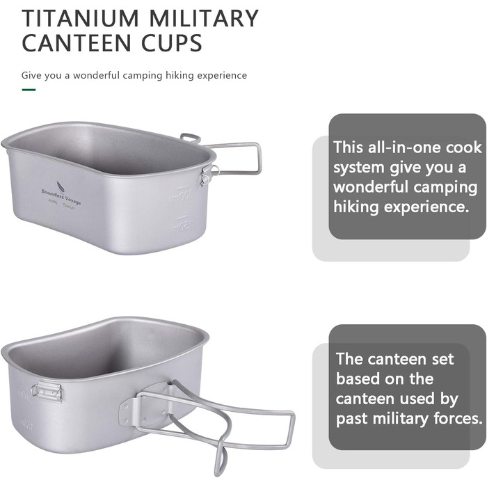 Титановый военный набор для приготовления пищи Boundless Voyage