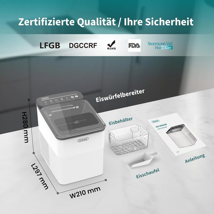 Ледогенератор с функцией самоочистки 9 кубиков за 6 минут Gevi