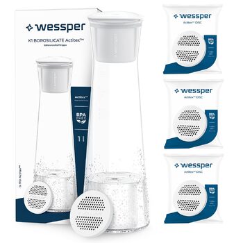 Стеклянный графин с крышкой и 4 фильтрами 1 л Wessper