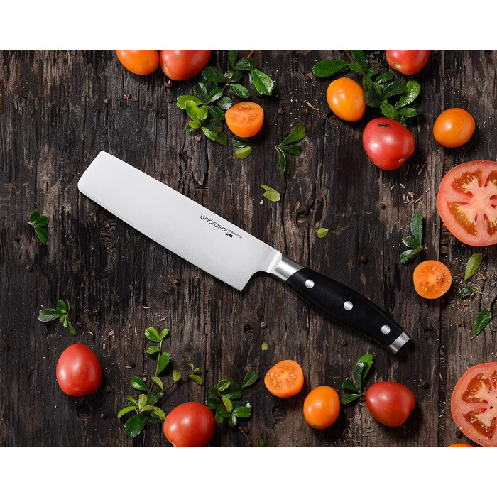 Ніж для чищення овочів linoroso 9 см Ніж для чищення овочів Гострі ножі для фруктів Кухонні ножі Маленькі кухонні ножі Німецькі поковки з вуглецевої сталі Ергономічна ручка з елегантною подарунковою коробкою - Classic Series (7-дюймовий ніж Nakiri)