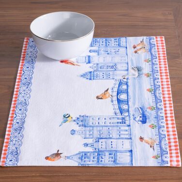 Серветки Maison d&39Hermine зі 100 бавовни, набір з 4 шт. , декоративні серветки, пасхальні серветки, які можна прати, для свят, вечерь, весни, літа (33 см x 48 см) (013 - Амстердамські канали)