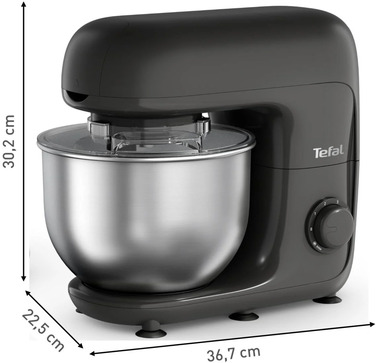 Tefal Кухонна машина Bake Essential 800Вт, чаша-метал, корпус-метал/пластик, насадок-4, чорний