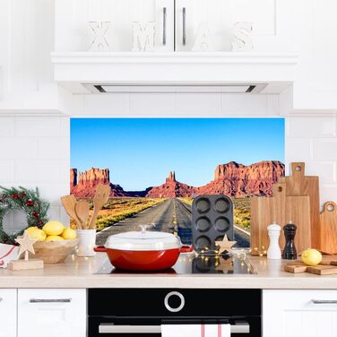 Дизайнерський кухонний фартух з алюмінієвого композиту, кухонний фартух, товщина 3 мм, 60x100 см, (Highway)