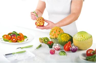 Набор ножей для карвинга (3 предмета) для креативного оформления фруктов, овощей и сыра вырезание, декорирование, сервировка и гарнировка. Нескользящая ручка, лезвия из нержавеющей стали.