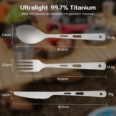 Набор туристических столовых приборов из титана 3 предмета XYFuuee