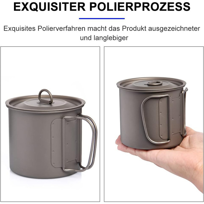 Туристична чашка з титану 600 мл widesea