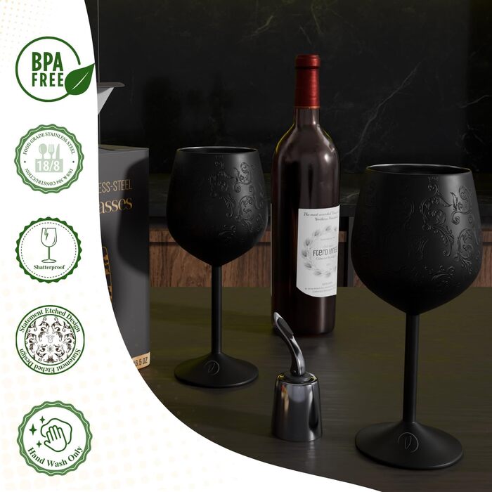 Набір келихів для вина з нержавіючої сталі 2 шт 480 мл vaanshie