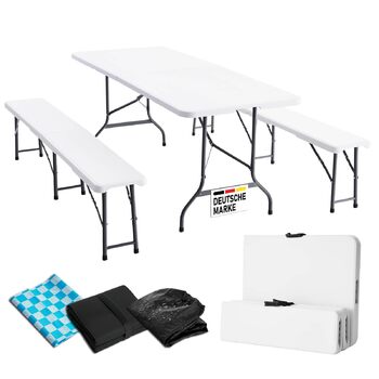 Комплект із 3 предметів стіла та лавок білий BRAST