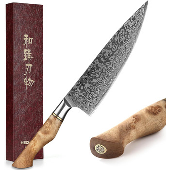 Нож поварской 21 см, дамасская сталь HEZHEN