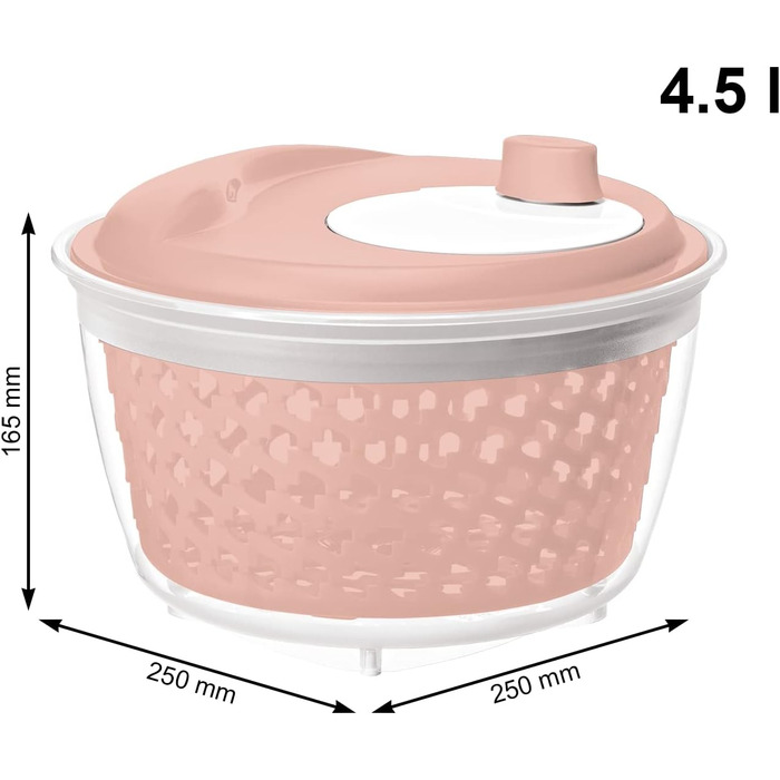 Свіжий салат, пластик (PP) без бісфенолу А, /прозорий, 4,5 л (25,0 x 25,0 x 16,5 см) (рожевий), 1722406161