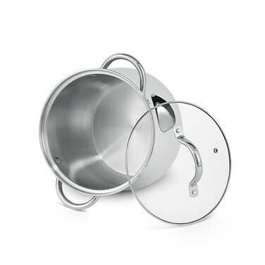 Кастрюля Fissman FAVIO 18x16 см 4,0 л со стеклянной крышкой нержавеющая сталь (5523)
