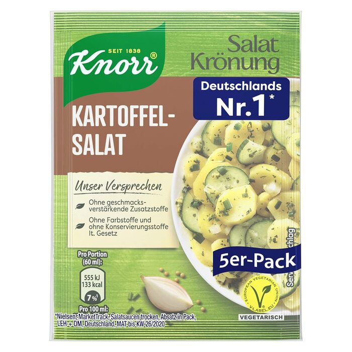 Заправка для салату Knorr з кроповими травами для смачної заправки для салату з натуральними інгредієнтами* 5 x 3 порції 15 шт. кропових трав (картопляний салат, 8 г (упаковка з 5 шт. ))