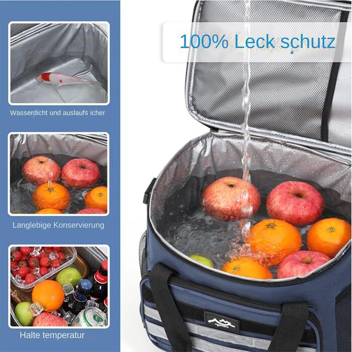 Універсальна термосумка для їжі, термобокс для ланч-боксу для дорослих - водонепроникне зберігання напоїв, грудного молока, для використання в дорозі, на риболовлі, пікніках, у походах, на барбекю, у школі, на роботі, темно-синій