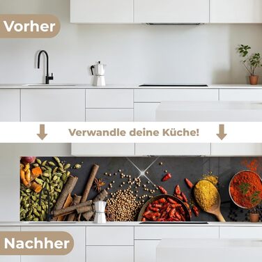 Кухонний фартух 60x80 см Самоклеючий захисний щиток для кухонної стіни Кухонний фартух Кухонні фасади Кухонні фартухи Кухонна стіна Вода - Пейзаж - (Трави - Їжа, 80 x 300 см)