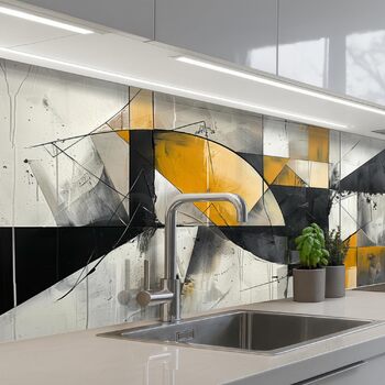 Кухонний фартух 80x300 см Самоклеючий захисний щиток для кухонної стіни Кухонний фартух Кухонні фасади Кухонні фартухи Кухонна стіна - Абстрактна (Сіра - Сучасна, 80 x 150 см)