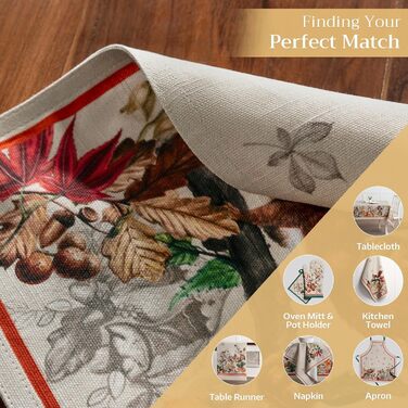 Бавовняні килимки для серветок, набір з 4 шт. , декоративні килимки для серветок, пасхальні килимки, що миються, для свят, вечерь, весни, літа (33 см x 48 см) (12 - Recolte), 39Hermine 100