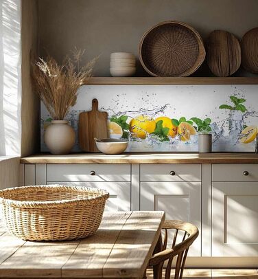 Самоклеючий кухонний фартух - матовий, преміальна бризкозахисна плівка 0,4 мм як доступна альтернатива склу, легке встановлення та очищення - висота 60 см - Дизайн Світло-сірий мармур 180 x 60 см (Жовтий - білий, Ш 280 см x В 60 см, 0,2 мм)