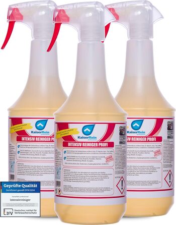 Засіб для чищення кухні KaiserRein Intensive Cleaner - Професійний спрей для видалення жиру 1 л - Ефективно видаляє жир та стійкі забруднення на кухні, в громадських місцях, на грилі та на поверхнях (3 л (1 упаковка))