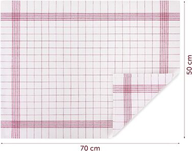 Набір із 10 кухонних рушників преміум-класу Blumtal - Високоякісні кухонні рушники, 100 бавовна, картаті, 50x70 см, 10 предметів (20 предметів, червоні)
