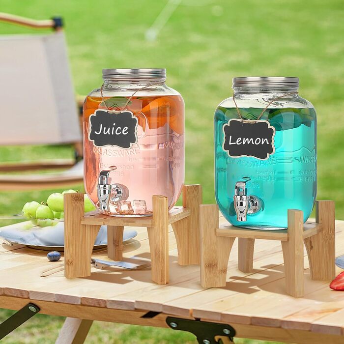 Диспенсер для напитков стеклянный с краном 2 шт по 4 л Hiziwimi