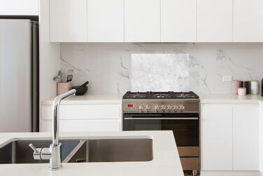 Панель для кухонного фартуха, бризкозахисна панель, декор для кухні, алюмінієва панель, бризкозахисна панель для плити, альтернатива скляній панелі, чорна - з малюнком - суцільна - чорна - темна - (мармурово-сіра, 60x40 см)