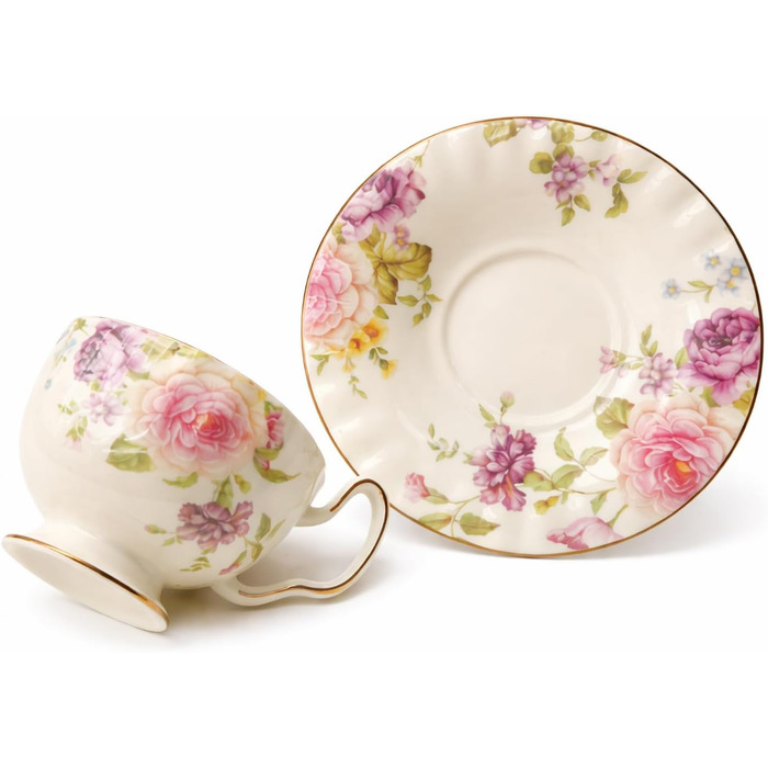 Керамічна чайна чашка з блюдцями та ложкою 200 мл AHKALVTE