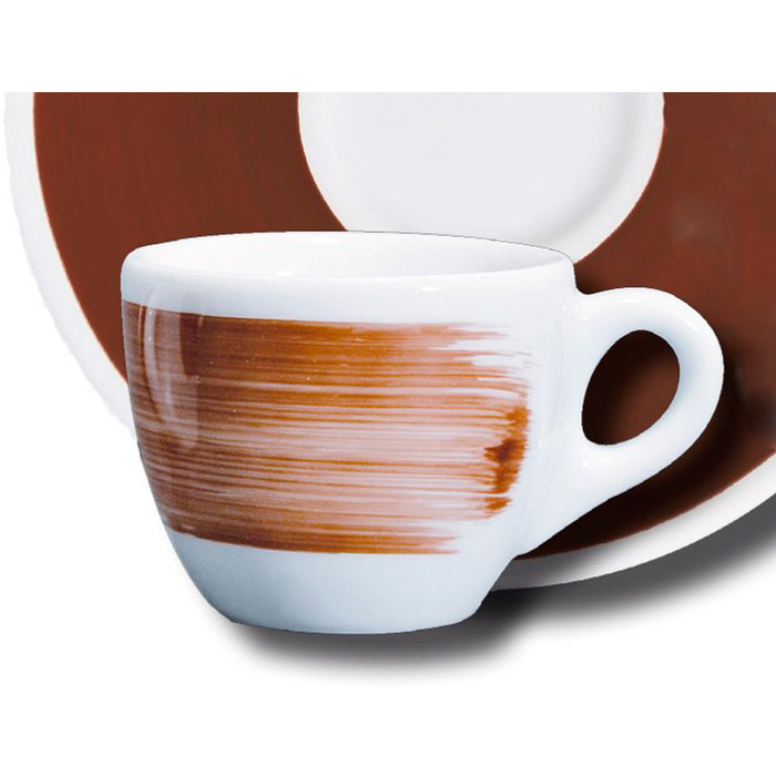 35123 Чашка cappuccino 180 мл Brown 'Verona Millecolori Hand Painted Brush stroke B with handle'