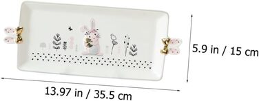 Керамический сервировочный поднос с узором кролика 35,5 х 15 см BAZEITFLOW