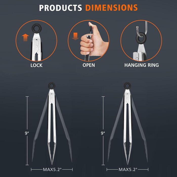 Щипці для гриля з нержавіючої сталі Hotec